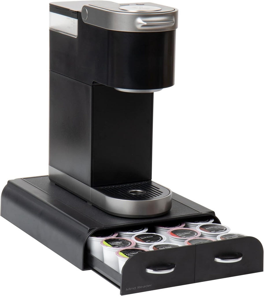 Mind Reader Single Serve Pod Organizer, 2 Drawers, 24 Pod Capacity, Keurig Mini Compatible, Black