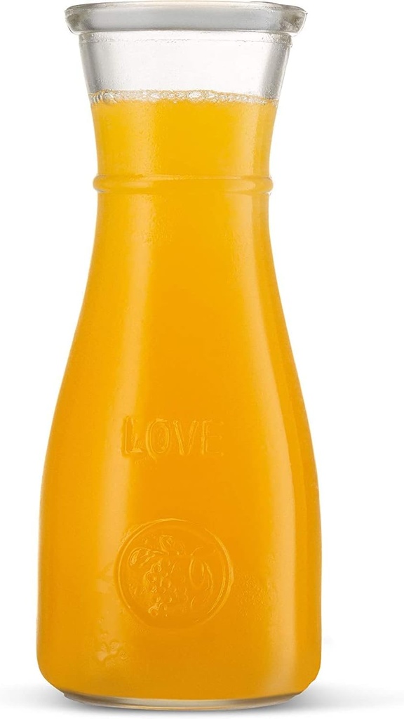 Carafe Pitcher Glass Set - Glass Water Pitcher & Water Carafe - Love Elegant Wine Decanter & Mimosa Bar Set - Easy Grip Neck & Wide Mouth for Pouring