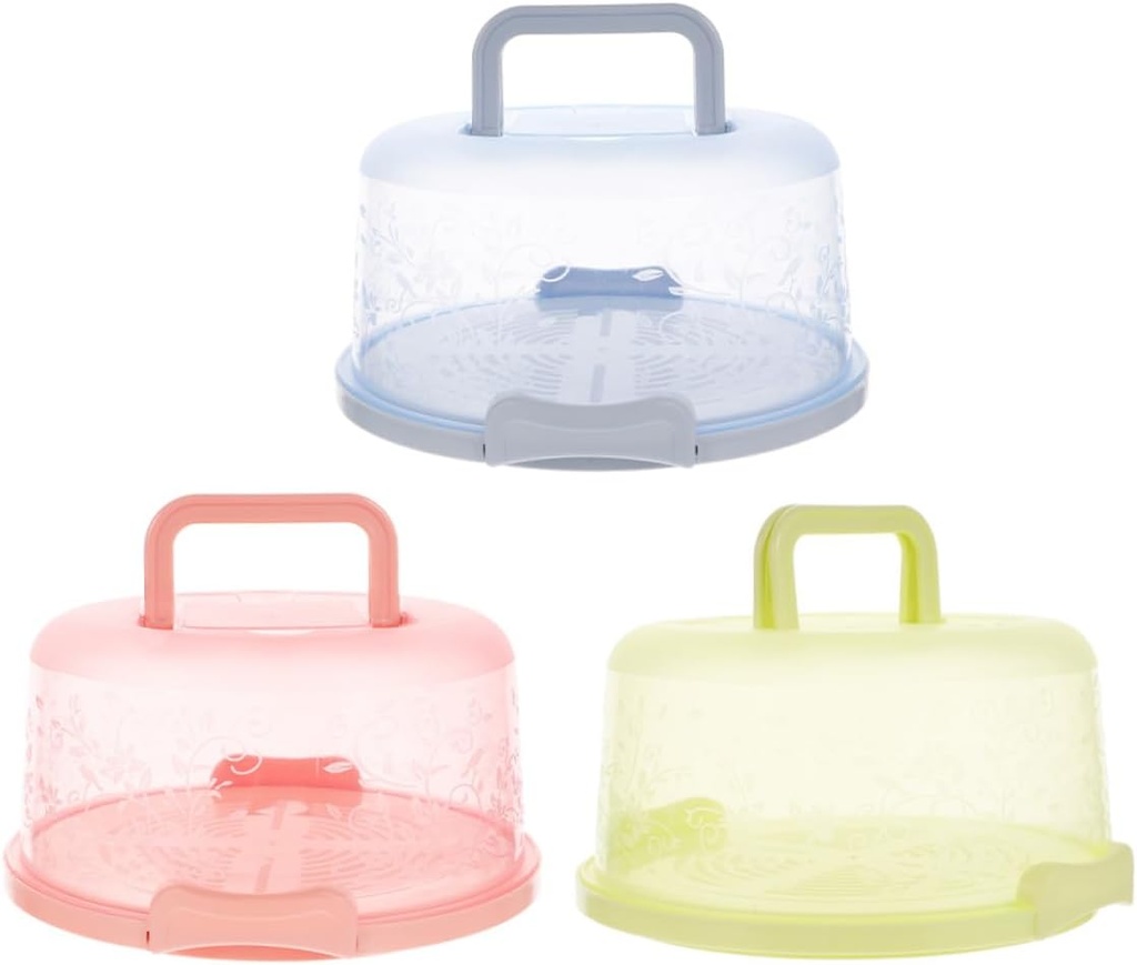 3Pcs Portable Cake Carriers Featuring Reliable Latch Food Containers for Sandwiches Bread Cookies PP Material Easy to Clean Refrigerator Safe Random Green Colors Random Color