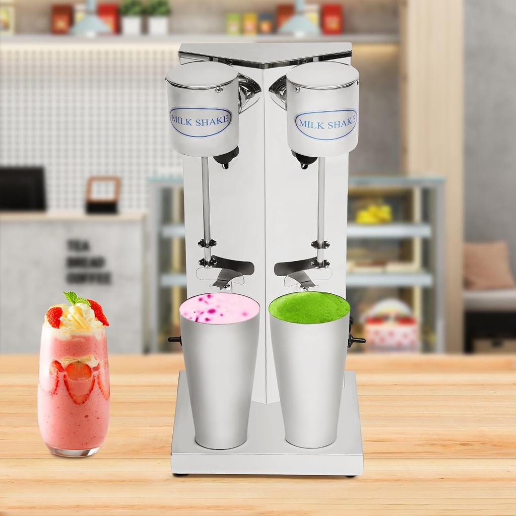 [BRSWYCY3A4MQKCQ3] Double Heads Milk Shaking Machine, 180W+180W Commercial Stainless Steel Protein Shakes Smoothie Maker Drink Mixer Suitable in Commercial or Family