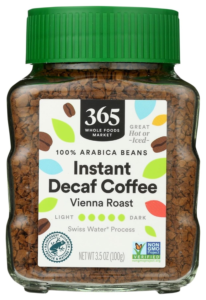 365 by Whole Foods Market, Decaf Instant Coffee, Dark Vienna Roast, Swiss Water Process, 3.5 Ounce