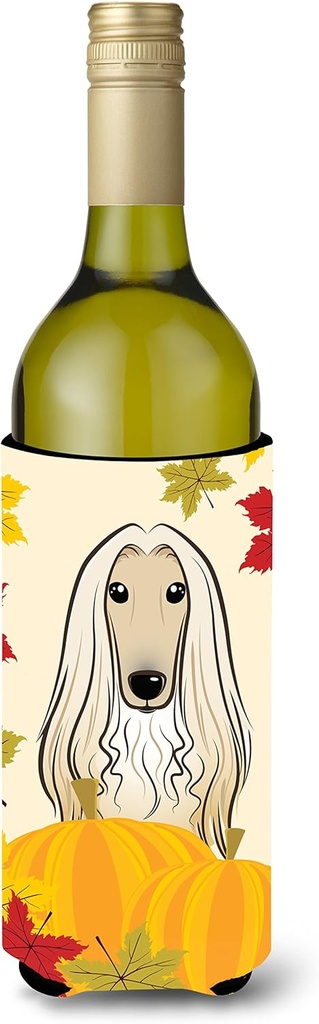 Caroline's Treasures BB2050LITERK Afghan Hound Thanksgiving Wine Bottle Hugger Bottle Cooler Sleeve Hugger Machine Washable Collapsible Insulator Beverage Insulated Holder