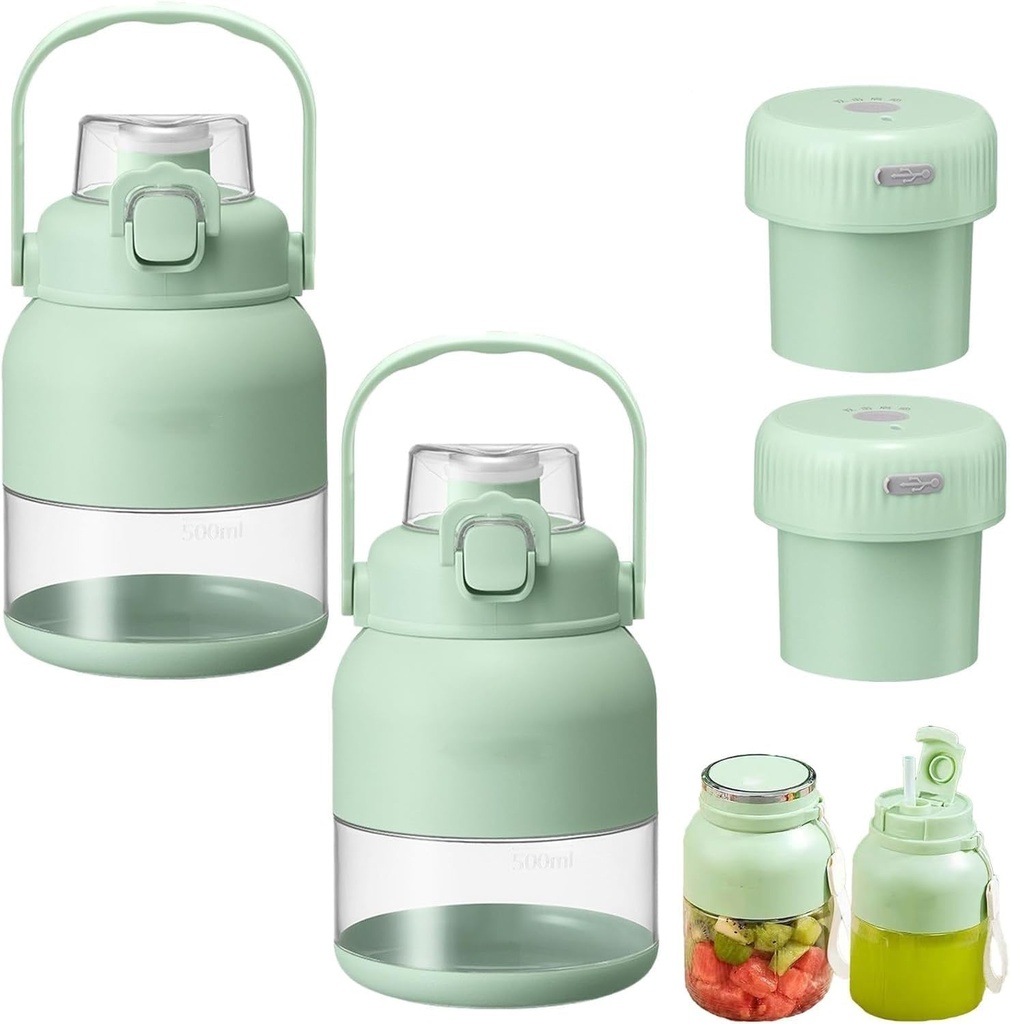 Geoet Electric Juicer, 28 Oz Portable Citrus Juicer with, Multifunctional Large-Capacity Wireless Blenders Rechargeable, Personal Travel Cold Press Juicer Bottle Cups (2Pcs)