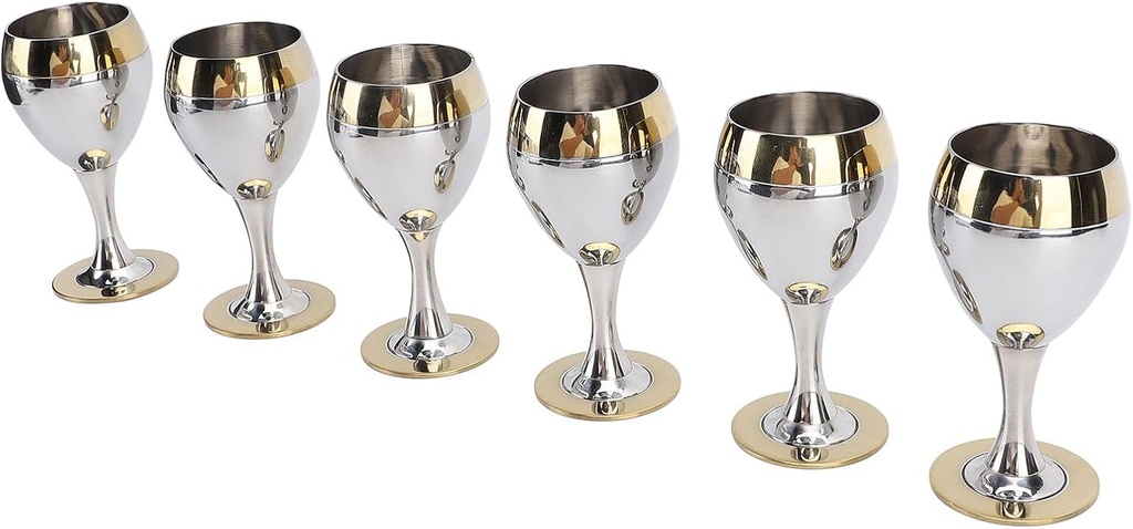 Zerodis Stainless Steel Wine Glass, Unbreakable Stainless Steel Wine Glasses Set 60ml Fancy Decorative Metal Goblets with European High Stem Design Ideal for Wine Lovers