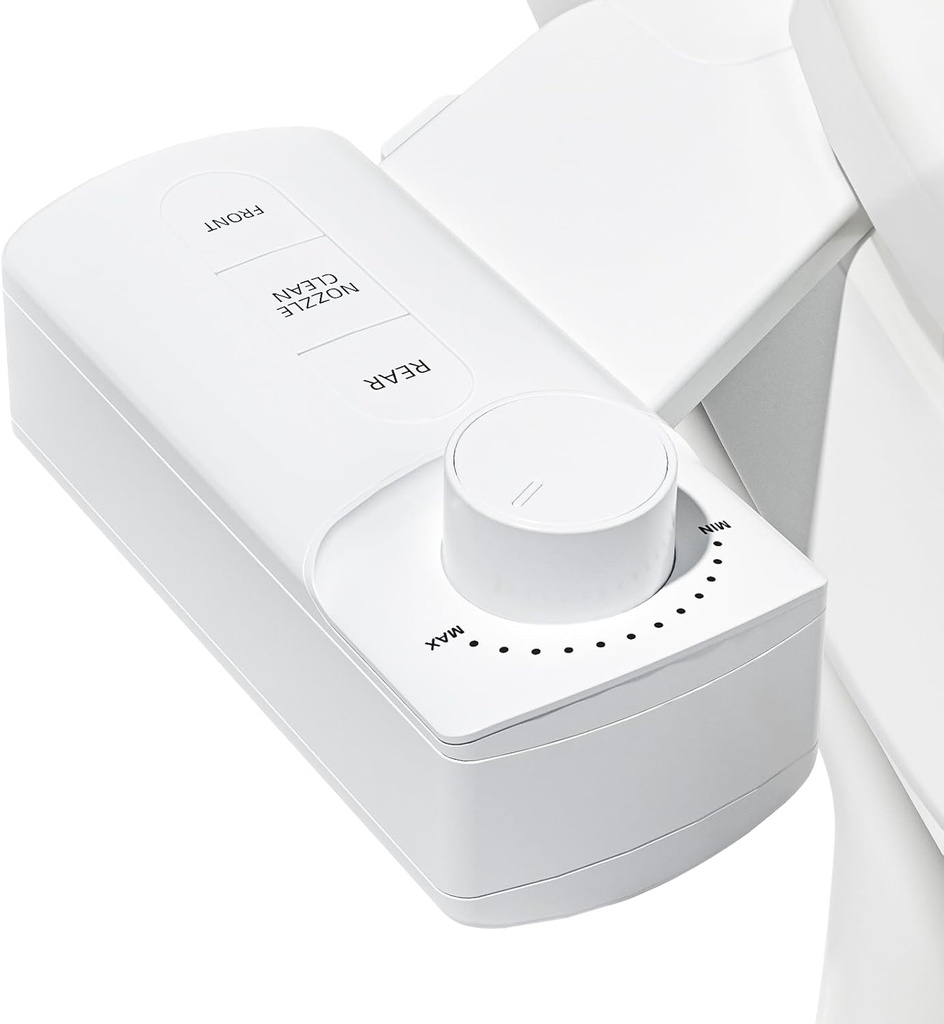 ‌BIGCOW Ultra-Slim Bidet Attachment, Self-Cleaning Dual Nozzle (Front/Rear Wash), One-Finger Command, Ergonomic 3+1 Tactile Controls, Pressure Dial & Tool-Free Install, Instant Hygiene Upgrade