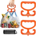 Grocery Bag Carrier, 2 Pack Reusable Grocery Bag Holder with Garbage Bag Storage Fits for Carrying Grocery Bags Shopping Bags Buckets ETC Organization Accessories. (Orange)