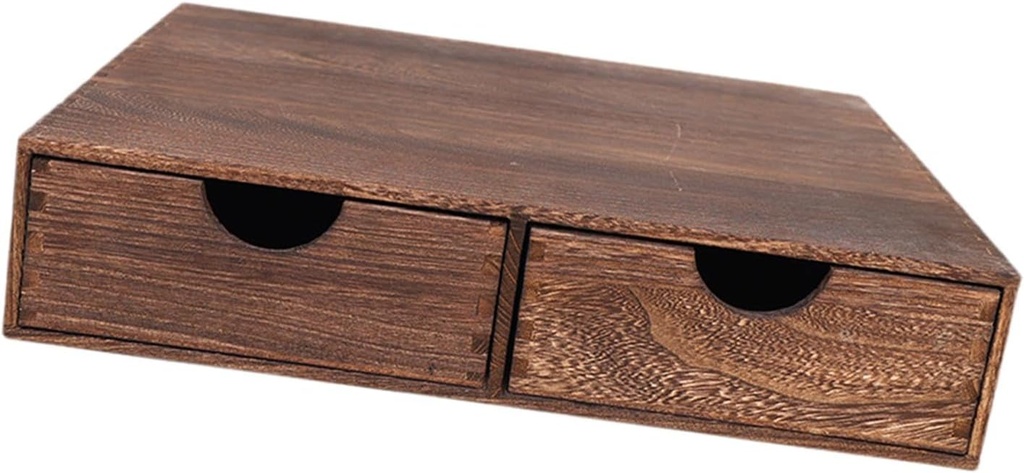 Wooden Coffee Pod Storage Box with 2 Drawers Large Capacity Space Saving Coffee and Tea Organizer for Kitchen Countertop, Brown