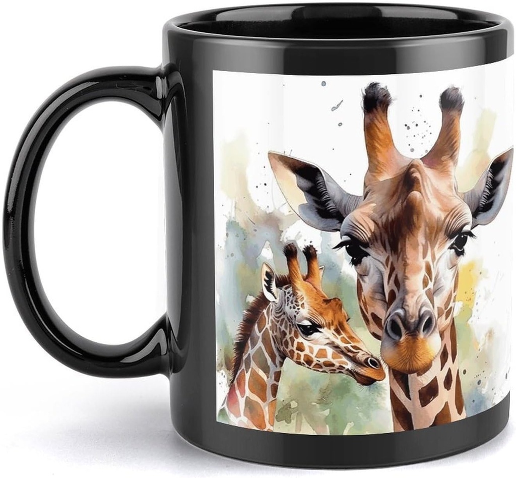 Watercolor Deer Giraffe Travel Mug Ceramic Large Ceramic Coffee Mugs with Handle, Porcelain Mugs- Perfect for Coffee Tea Espresso Other Beverages