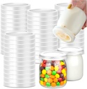 50Pcs Yogurt Jar Lids Set, Yogurt Container Lids Clear Plastic, Reusable Replacement Food Storage Lids for Yogurt Jar Sealing Rings Wide Mouth Storage(2.6inch)