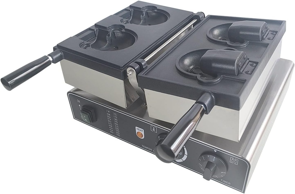 Bear Head Waffle Machine Open Mouth Type Taiyaki Maker Ice Cream 1800W with High Efficiency