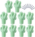 10Pcs Cabinet Knobs, Ceramic Cute Cartoon Cactus Dresser Handles, Single Hole Drawer Pulls with Screws for Kitchen Cabinets Cupboards Closet Wardrobe - Light Green