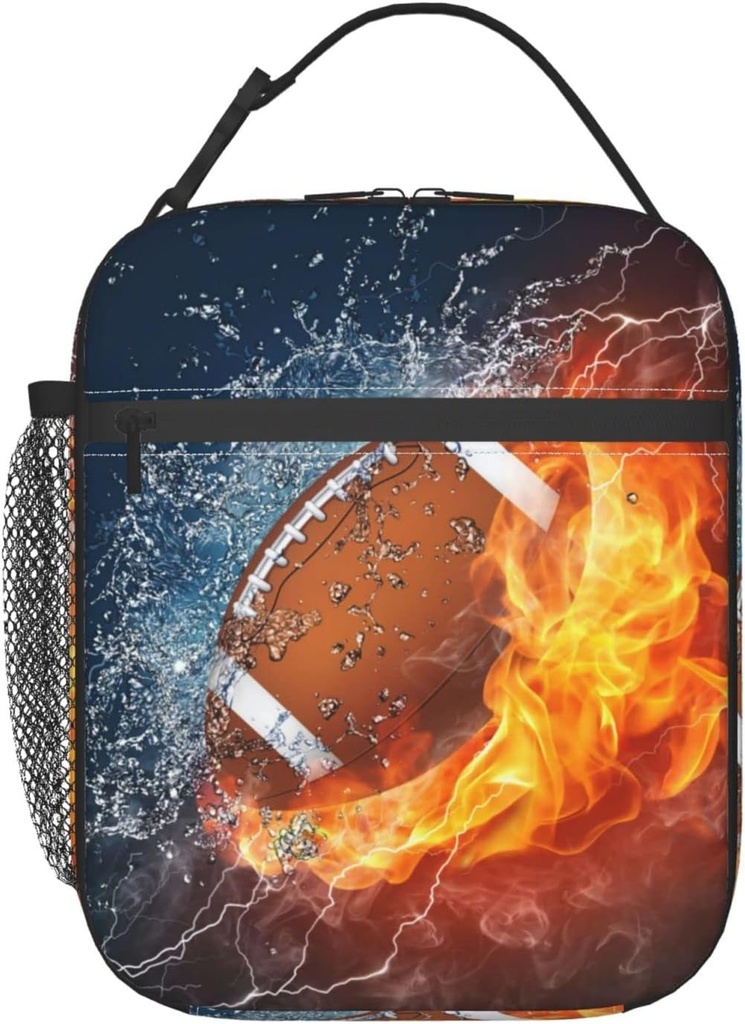 American Football Ball Sport Lunch Bag For Boys Girls Reusable Lunch Box Insulated Portable Lunch Tote For Kids School Men Women Adults Work Travel Picnic