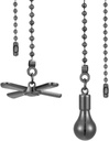 YEONHWA 2 Pcs Bronze Ceiling Fan Pull Chain Set, 12 Inches Fan Light Bulb Shaped Pull Chains Extenders for Ceiling Fans Lamps, Decorative Fan Pulls Extension for Livingroom Bedroom Home