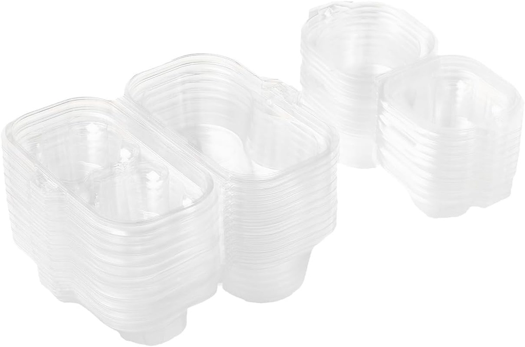 60 Pack Clear Plastic Cupcake Containers,Included 30 Single and 30 Double，Airtight Cupcake Holders, Reusable Stackable Cupcake Carrier for Party/Home