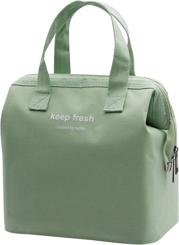 Mziart Insulated Lunch Bag Simple Bento Cooler Bag Lunch Tote Bag for Lunch Box for Women Men Adult Picnic Working Hiking Beach (Light Green)