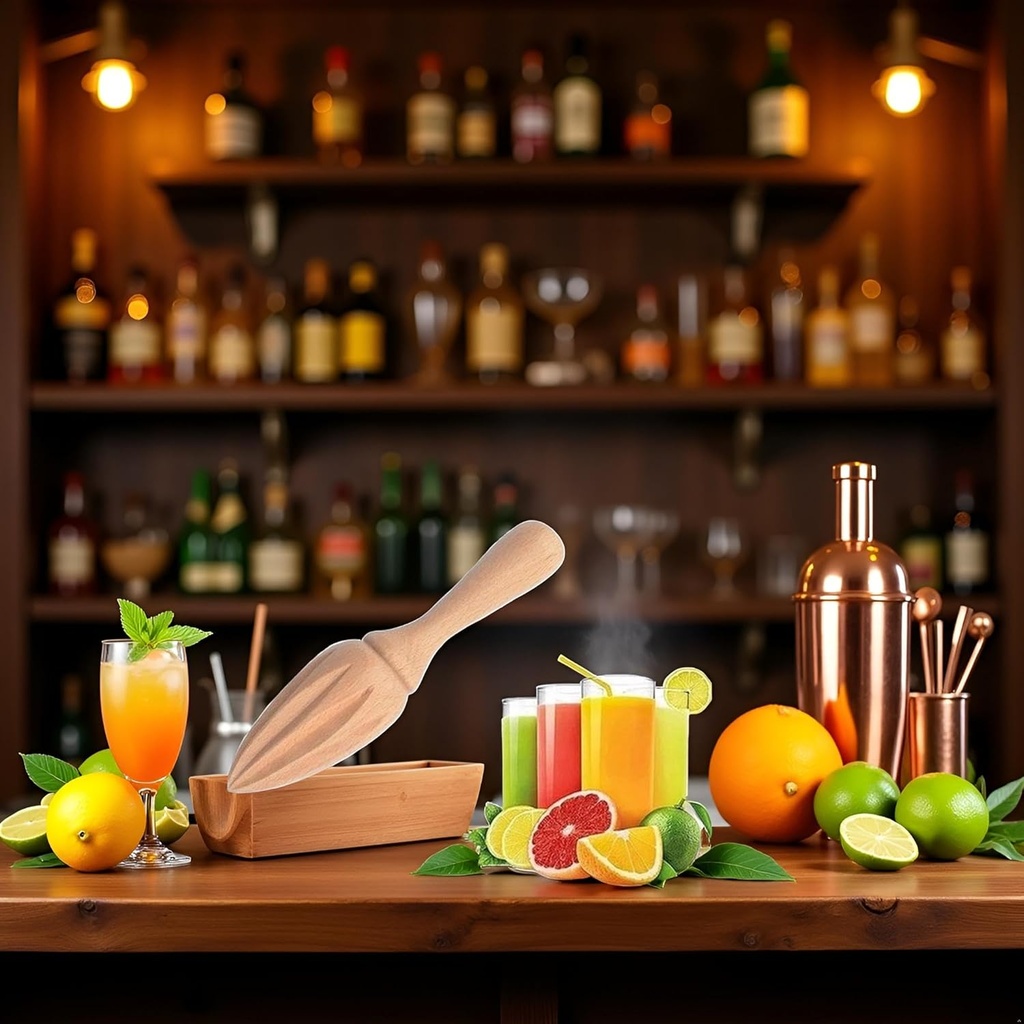 Wooden Citrus Juicer, Manual Juicers Handheld Lemon Orange Reamer with Ergonomic Grip, Durable Fruit Squeezer Tool for Home/Cafe Use, Portable Kitchen Accessories for Juicing Limes and Citrus Fruits