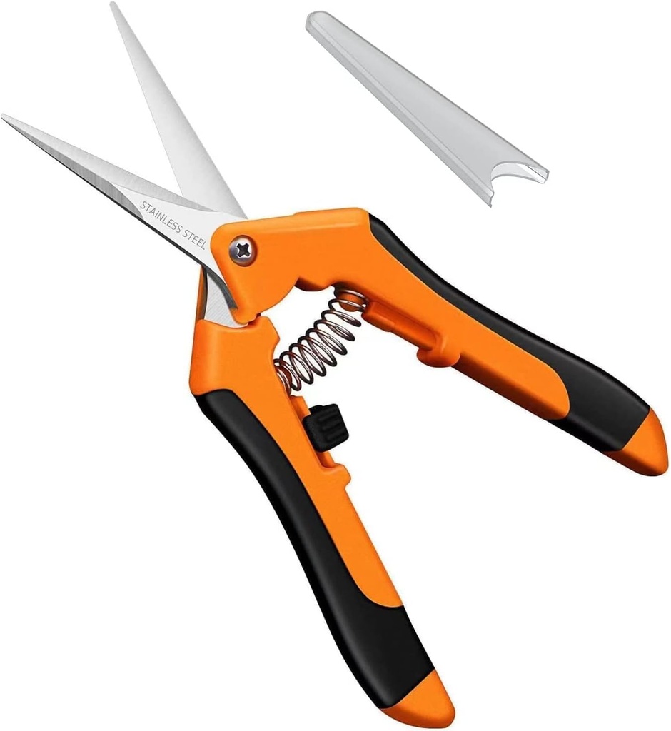 Hand Pruner， Pruning Shear，Garden clippers, snip scissors, ratchet pruning shears, work 3 times easier, gardening tools, sharp garden scissors, arthritis weak hand snips (Orange)