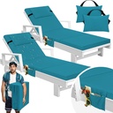 Bucherry 2 Pcs Chaise Lounge Cushions Outdoor with Headrest and Side Pocket Waterproof Chair Cushions Fade Resistant Patio Replacement Cushion Outdoor Furniture Pool 72 x 21 x 3 Inch(Lake Blue)