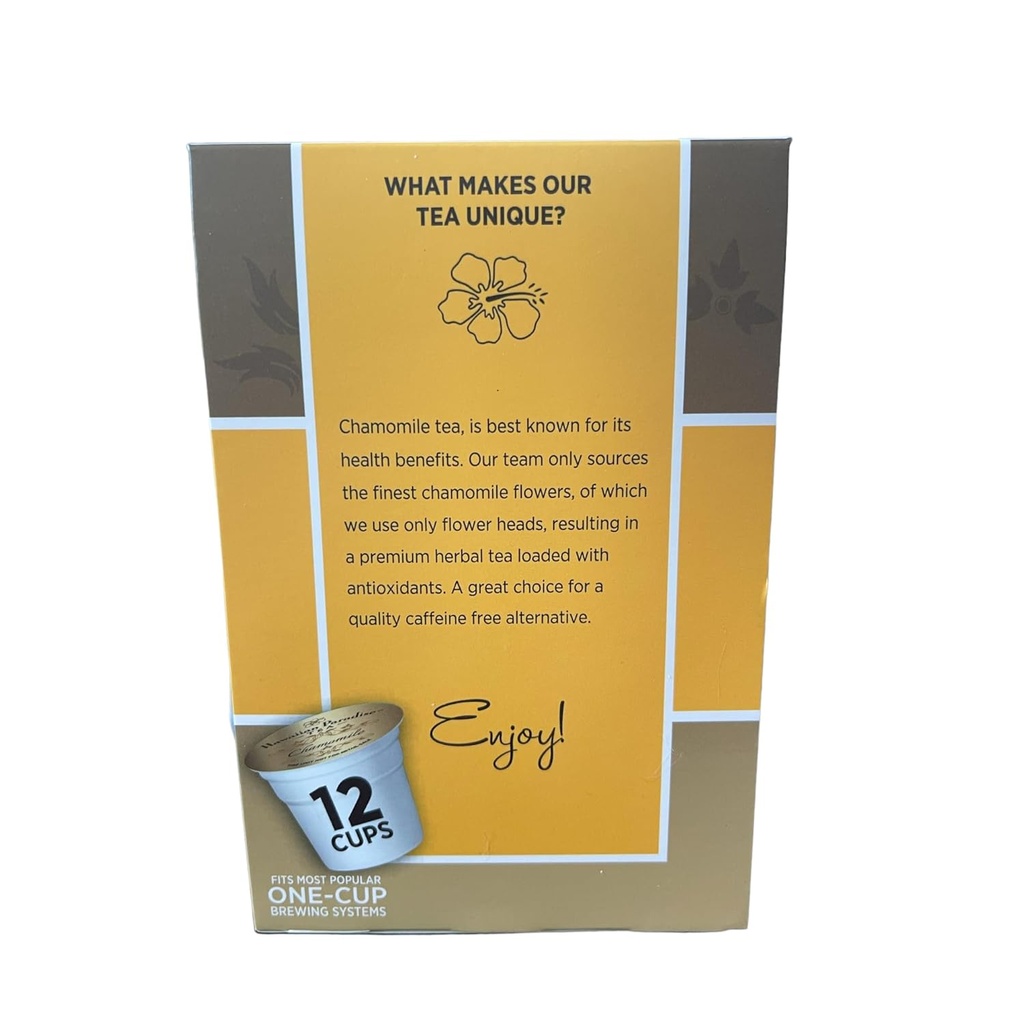 Hawaiian Paradise Tea (Chamomile) Cups - Single Serve Cups 12 Count - Sustainably Produced in Hawaii, USA - Compatible with Keurig K-Cup Brewers -