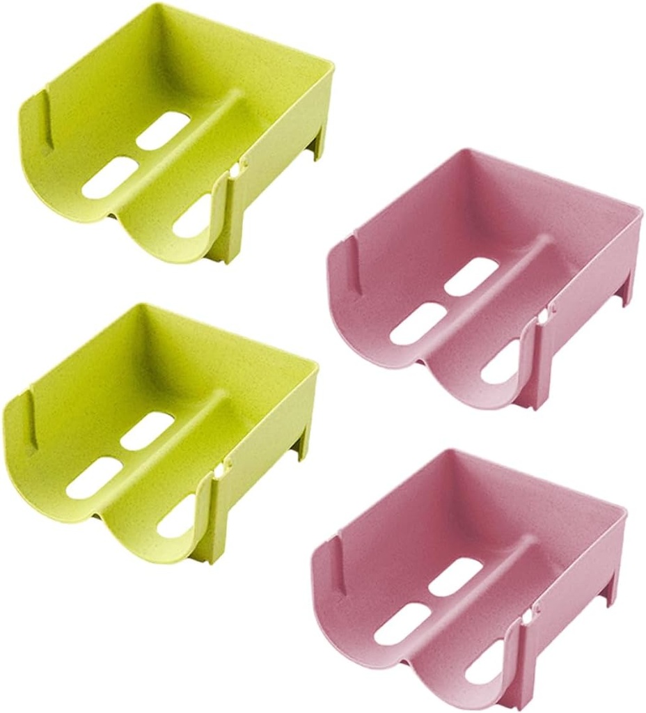 4pcs Stackable Beer Can Organizer Space-saving Refrigerator Storage Rack for Drinks Beverage Storage Container Pink and Green