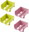 4pcs Stackable Beer Can Organizer Space-saving Refrigerator Storage Rack for Drinks Beverage Storage Container Pink and Green