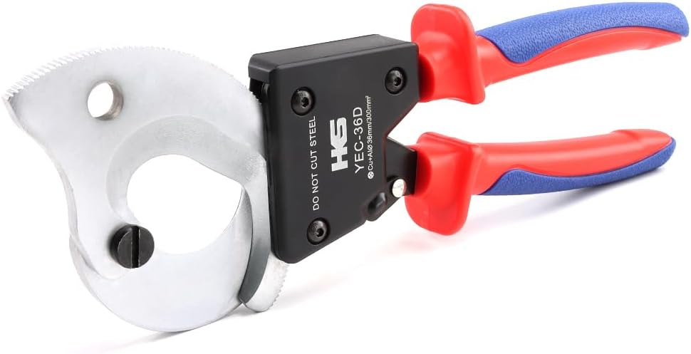 HKS Ratchet Cable Wire Cutter Heavy Duty for Cutting Electrical Aluminum Copper and Multi-core Cables up to 300mm² (AWG 600MCM) YEC-36D Chrome-plated VER