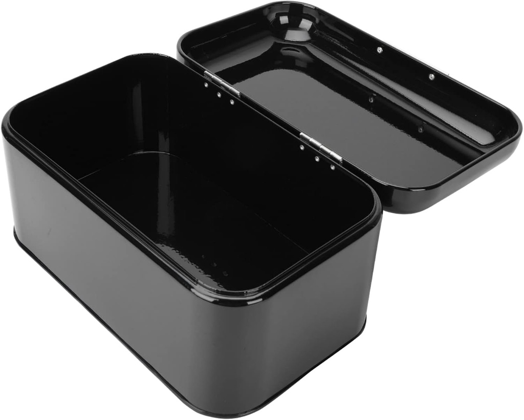 Retro Black Bread Organizer Storage Bin for Kitchen Metal Container with Smooth Surface Practical Multi Functional Bread Box for Freshness and Use