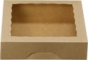 ONE MORE [15pcs] 10inch Kraft Bakery Boxes, Large Pie Boxes with PVC Window Natural Disposable Box for Cookie 10x10x2.5inch,Pack of 15