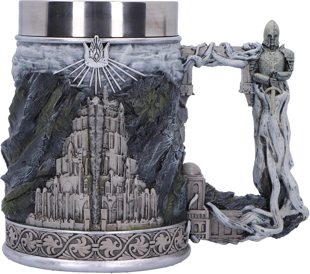 Nemesis Now Lord of the Rings Gondor Tankard 15.5cm, Resin, Official Lord of the Rings Merchandise, Gondor Beer Mug, Stainless Steel Insert, Cast in the Finest Resin, Expertly Hand-Painted