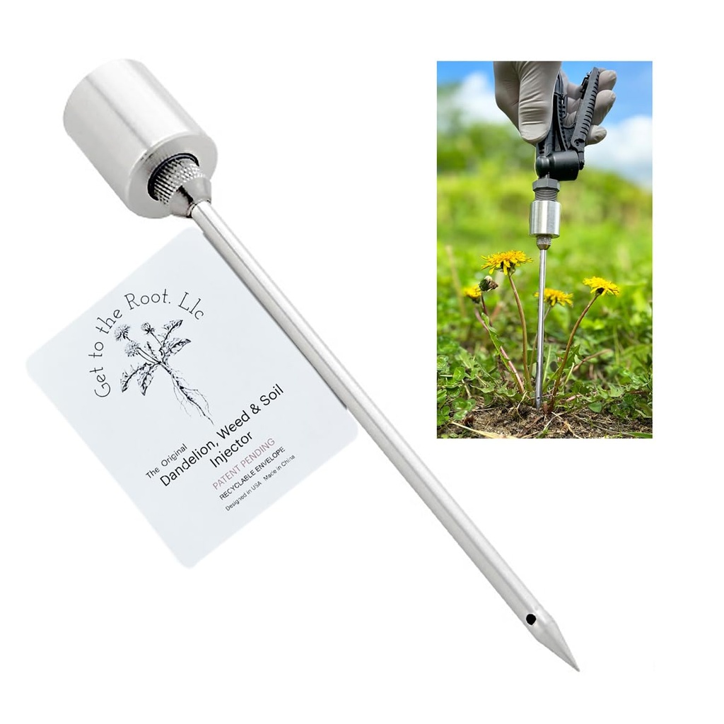 Dandelion Weeder Tool-Manual Weeder, Hand Weeder/Puller Alternative- Dandelion Illimination-Inject Root with Vinegar- Attach to Garden Sprayer-No Digging, Pulling, No Holes to Repair-Patent Pending