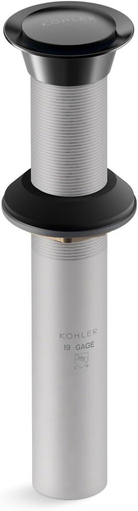 Kohler K-33151-2BL Bathroom sink clicker drain without overflow, Blackened Bronze