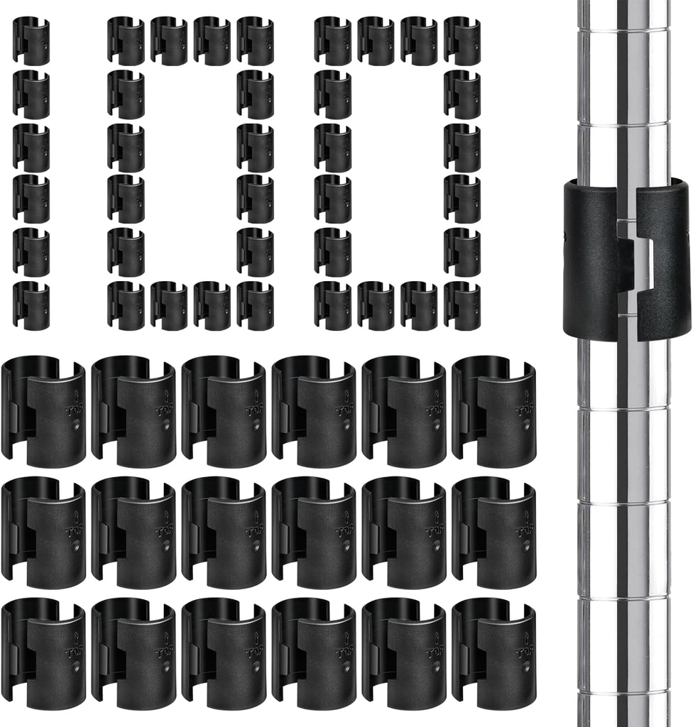 200 Pack Wire Shelving Shelf Lock Clips, 1 Inch Wire Shelf Clips for Post Shelving, Shelving Sleeves Replacements for Wire Shelving System (100 Pairs)