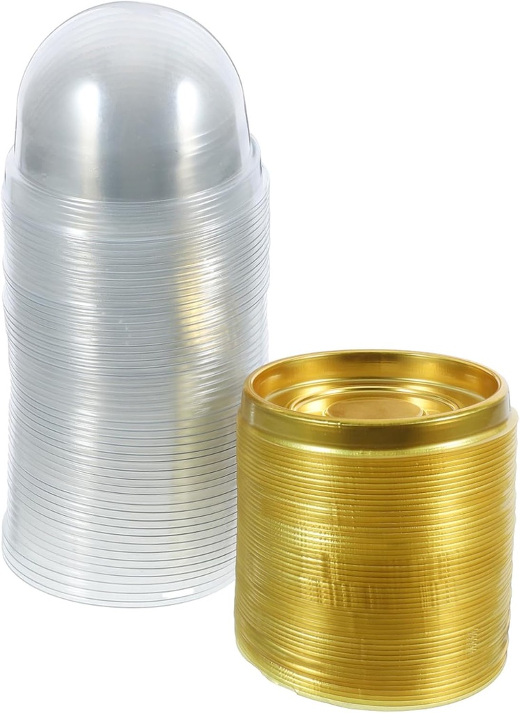 PRETYZOOM 50pcs Moon Cake Boxes Dome Lid Round Cake Packaging Containers Mini Cupcake Holders for Desserts and Pastries for Parties and Celebrations