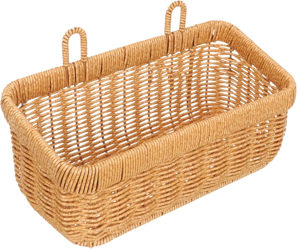 ABOOFAN Handwoven Imitation Rattan Wall Hanging Basket for Kitchen Pantry Storage Lightweight Decorative Container for Onions Garlic Flowers and Items Rustic Home and Garden Organizer