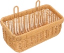 ABOOFAN Handwoven Imitation Rattan Wall Hanging Basket for Kitchen Pantry Storage Lightweight Decorative Container for Onions Garlic Flowers and Items Rustic Home and Garden Organizer