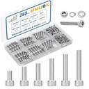288 PCS M5 Screws Assortment Kit, 304 Stainless Steel M5 Bolts Kit, M5x 8/12/16/20/25/30mm, Hex Socket Head Cap Screws Bolts Nuts Washers Set