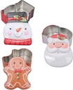 Kichvoe 3pcs Christmas Tinplate Candy Jars Adorable Cookie Storage Boxes for Featuring Snowman Gingerbread Man and Santa Designs for Festive Gifting and Home Decoration