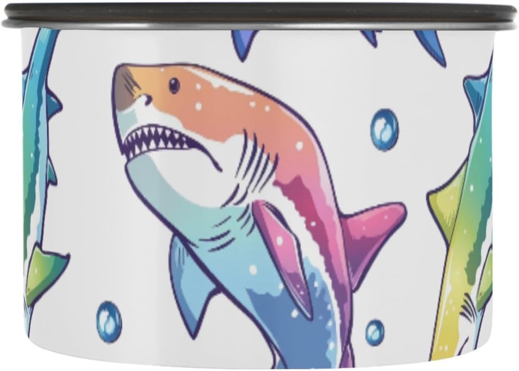 ALAZA Rainbow Color Shark Bubble Airtight Coffee Bean Canister 17oz Food Storage Containers with Lids For Gournd, Tea, Sugar, Flour, Rice, Cereal, Candy Cookie Jar