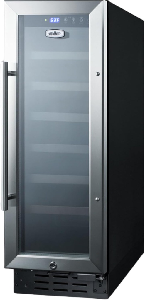 Summit 12” Glass Door Built-In Wine Cellar, 21 Bottle Wine Refrigerator- SWC1224B