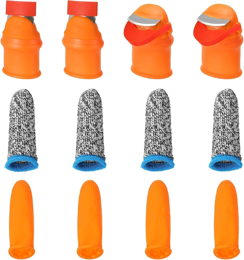 PATIKIL Small Silicone Thumb Knife Set, 12Pcs Harvesting Plant Knife Finger Guard Protector Gardening Trim Tool for Picking Fruit Vegetable, Orange