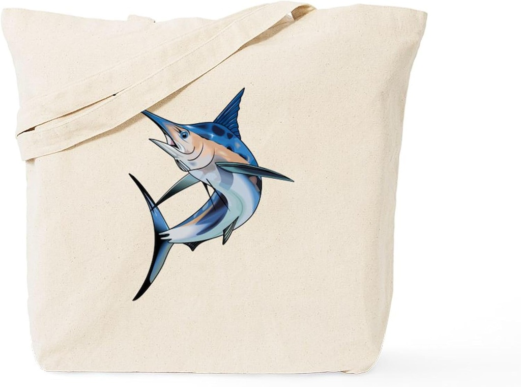 CafePress Marlin Fish Tote Bag Reusable Natural Beige Canvas Shopping Bag
