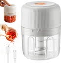 Electric Garlic Chopper, 250ml 3-Leaf Blade Garlic Crusher Detachable USB Charging Portable Mini Food Chopper for, Ginger, Chili, Vegetables..