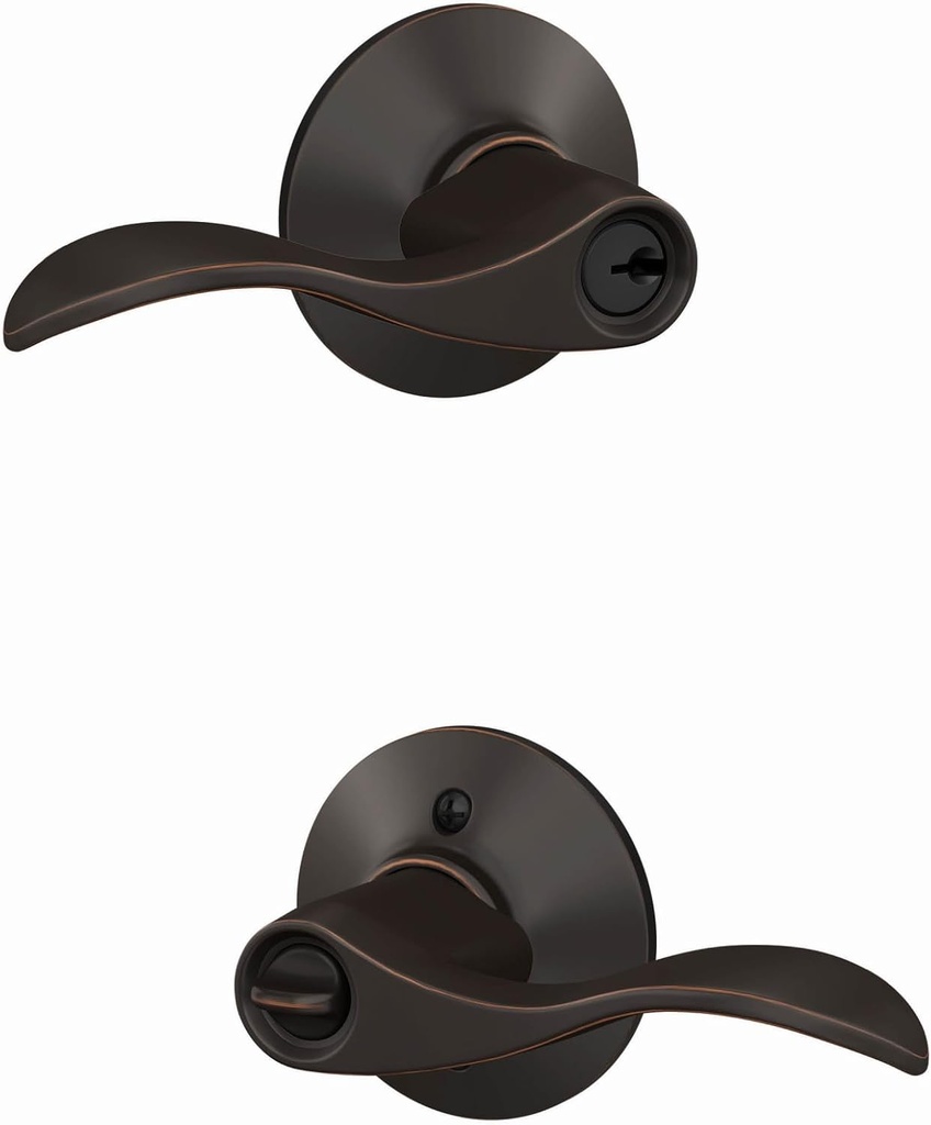 Schlage F51A ACC 716 Accent Door Lever, Keyed Entry Lock, Aged Bronze