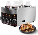 Commercial Electric Sauce Warmer Dispenser 0.68x5 Qt Hot Chocolate Nacho Cheese 86-185℉ Heater Hot Fudge with Bottles Adjustable