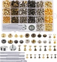 Caydo 400 Set 4 Style Snap Fasteners Kit Including Leather Rivets, Eyelets, Grommets, Binding Screws, Snap Buttons Press Studs kit with Fixing Tools for Thin Leather, Jacket, Jeans Wear