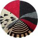 African Rwanda Woven Basket Red and Black Geo 10" x 2.5" Across