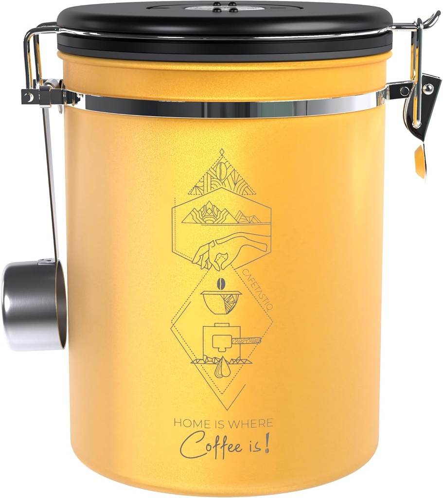 Coffee Canister - New 2024 Extra Large 38OZ Beans/ 35oz Grounds Airtight Coffee Container for Storage with Date Dial and Release Valve - Accessories Scoop (Home Coffee)…