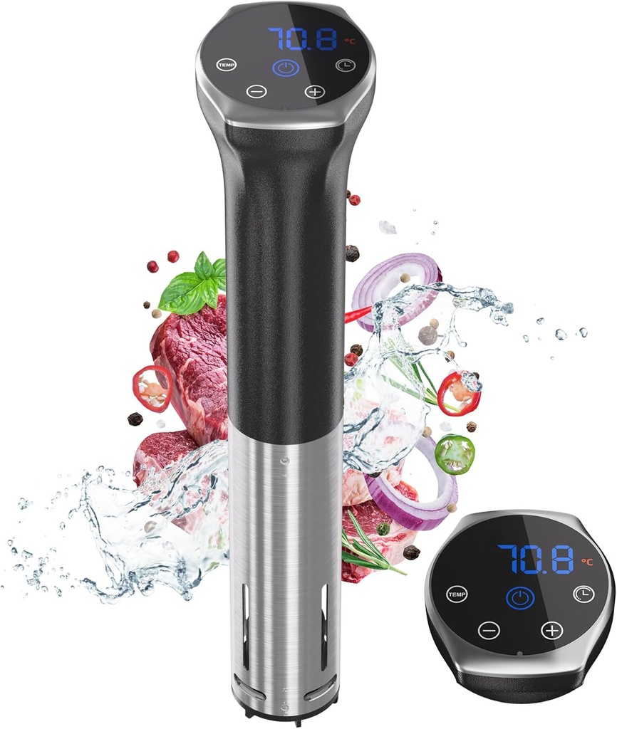 Sous Vide Machine 1100W Upgraded Sous Vide Cooker Ultra-quiet Working Sous Vide Cooker Immersion Circulator, Touch Control, Accurate Temperature, Digital Timer, IPX7 Waterproof