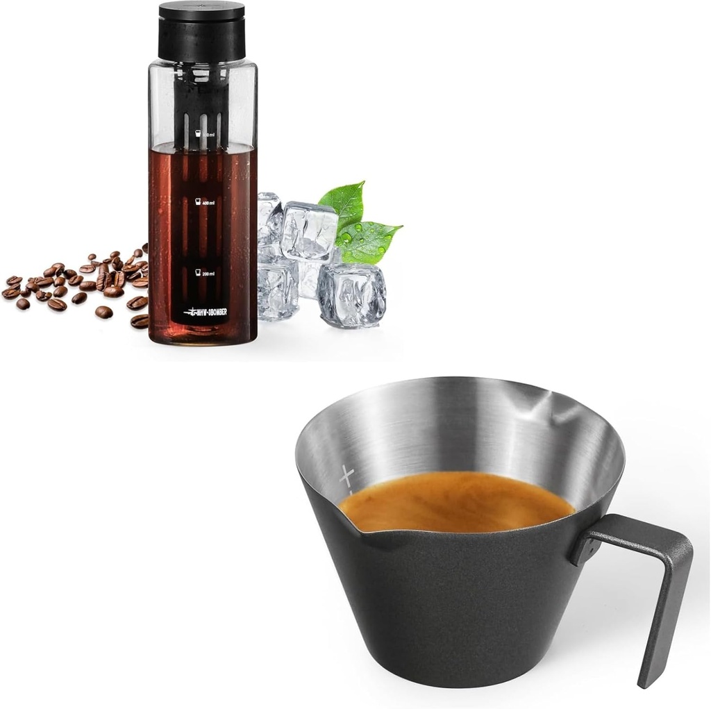 MHW-3BOMBER Espresso Measuring Cups + MHW-3BOMBER Cold Brew Coffee Maker Iced Coffee Tea Pitcher