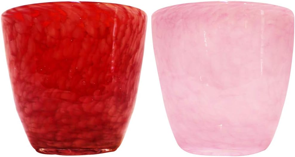 Tida Kobo Glass (Red, Peach), φ3.1 inches (8 cm), Buckwheat Choko, Pack of 2